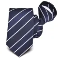 Corbata Hombre Azul Oscuro Rayada 6cm Corbata Estrecha con Cremallera Boda Elegante - Y6225 (Azul Oscuro Blanco Rayado)