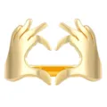 Goldene Hand Herz Ring offene verstellbare Mode Schmuck Geschenk für Damen Alltag - Herzgeste Stil / Mittleres KC Gold (1604)