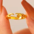 Goldene kreative Hände offener Ring Mode Kunst Design verstellbarer Finger Schmuck für Damen - Gegenüberliegende Hände Stil / Imitiertes Gold (G-537)