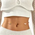 Bohemian colorful beaded metal waist chain belly body jewelry for women beach summer. - Colorful Bionic Stone Bead Style (A-90) / Gold