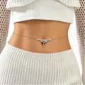 Silver metal waist chain body chain gothic vintage belly chain for women fashion apparel - Vintage Carved Style (1906)