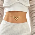 Y2K Gothic Tribal Heart Metal Waist Chain Gold Belly Chain Body Jewelry for Women - Tribal Heart Style (4993)