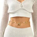 Gold Starfish Pearl Waist Chain Boho Beach Body Belly Chain Jewelry Variant - Artificial Pearl Starfish Style (0301)