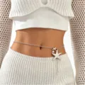 Bohemian beach silver metal waist chain with starfish pendant for women dress accessories - Starfish And Small Pentagram Style (6484)