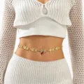 Gorgeous gold-toned star waist chain belly chain accessory, perfect for beach vacation dress. - Multi-Starfish Style (8537)