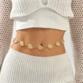Gold seashell waist chain, bohemian metal belly chain for beach dresses and daily outfits. - Conch And Shell Style (F51)