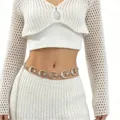 Silver celestial moon star waist chain body jewelry bohemian beach resort festival accessory. - Crescent Moon Star Style (11629)
