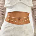 Bohemian starfish seashell multi-layer waist chain beach body jewelry fashion accessory - Double-Layer Starfish Shell Style (A-370)