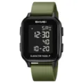 Orologio digitale uomo SKMEI con cinturino in silicone verde oliva, cassa quadrata. - Stile Sportivo Verde Militare (2716) / Verde militare