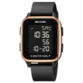 Orologio digitale sportivo SKMEI con lunetta quadrata oro rosa e cinturino in silicone nero - Stile Sportivo Nero Oro Rosa (2716) / Nero Oro Rosa