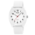 Orologio al quarzo bianco minimalista da uomo e donna con comodo cinturino in silicone e quadrante. - Bianco
