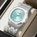 Orologio uomo al quarzo cinturino acciaio inossidabile impermeabile elegante affari - Quadrante Blu Chiaro / Argento