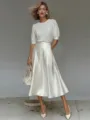Elegant satin A-line midi skirt for women, perfect for elegant office commuting and daily wear. - S / Bottoms / White