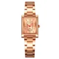 Orologio donna quarzo SKMEI, cinturino metallo rettangolare oro rosa elegante. - Cassa in Oro Rosa Quadrante Oro Rosa