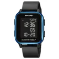 Orologio sportivo digitale SKMEI con ghiera blu, cinturino in silicone nero e schermo LED chiaro. - Stile Sportivo Nero Blu (2716) / Blu nero