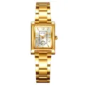 Orologio al quarzo dorato classico SKMEI da donna, elegante orologio vintage in acciaio. - Cassa Oro Quadrante Argento