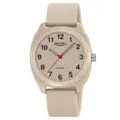 Orologio al quarzo minimalista SKMEI con comodo cinturino in silicone beige e numeri chiari. - Albicocca