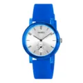 Orologio al quarzo con cinturino in silicone blu e quadrante argento elegante e comodo. - Blu Reale