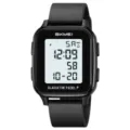 SKMEI montre de sport numerique homme etanche carre bracelet en silicone montre electronique - Noir Cadran Blanc