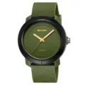 Orologio al quarzo con cinturino in silicone verde lunetta nera e lancette d'oro - Orologio al Quarzo di Moda (2577) / Verde militare