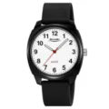 Orologio al quarzo nero SKMEI con quadrante bianco, numeri e comodo cinturino in silicone. - Cassa Lucida Cinturino Nero Quadrante Bianco