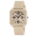 Orologio al quarzo quadrato minimalista con cinturino in silicone, elegante orologio casual unisex. - Taglia unica / Albicocca