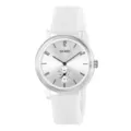 Montre à quartz blanche minimaliste avec boîtier transparent et bracelet en silicone. - Blanc Transparent