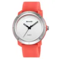 Orologio al quarzo minimalista SKMEI con cinturino in silicone rosa corallo e quadrante bianco. - Orologio al Quarzo di Moda (2577) / Rosso Traslucido