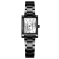 Montre quartz femme carre vintage SKMEI avec bracelet en metal noir et cadran blanc elegante. - Boîtier Noir Cadran Blanc