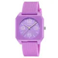 Orologio al quarzo viola da donna e uomo, elegante cassa quadrata con cinturino in silicone. - Taglia unica / Viola