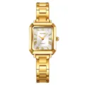 SKMEI orologio da donna al quarzo quadrato oro di lusso con bracciale in acciaio e numeri romani - Cassa Oro Quadrante Argento