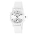 Montre à quartz SKMEI avec bracelet en silicone blanc pour homme et femme, style décontracté. - Blanc