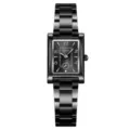 Montre quartz rectangulaire noire SKMEI pour femme avec élégant bracelet en acier. - Boîtier Noir Cadran Noir