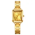 Orologio al quarzo da donna dorato con quadrante quadrato e cinturino in acciaio - Cassa Oro Quadrante Oro