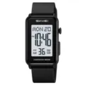 SKMEI Montre Sport Digitale Homme Femme Etanche Carree Bracelet Silicone Electronique - Noir Cadran Blanc