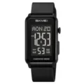 Montre numerique carree noire avec bracelet en silicone, montre etanche pour homme. - Noir Cadran Noir