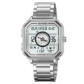 SKMEI Orologio Digitale Quadrato Uomo Cinturino In Acciaio Inossidabile Contapassi Sport - Argento (Cinturino in Acciaio)