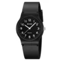 Orologio al quarzo nero minimalista con cinturino in resina, numeri chiari e design impermeabile. - Nero Quadrante Nero