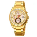 Orologio da uomo al quarzo dorato con cinturino in acciaio cronografo multifunzione - Cassa Oro Quadrante Argento