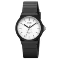 Montre à quartz minimaliste avec cadran blanc et bracelet en silicone noir étanche 50m - Noir Cadran Blanc - Échelle Ligne