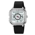 SKMEI reloj deportivo digital hombre caja cuadrada plateada correa silicona negra - Plateado (Correa de Silicona)