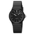 Montre à quartz noire minimaliste avec bracelet en silicone et étanchéité de 50m pour femmes. - Noir Cadran Noir - Échelle Ligne