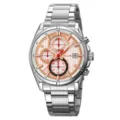 Orologio al quarzo da uomo in acciaio inossidabile con quadrante multifunzione e cinturino. - Cassa Argento Quadrante Argento