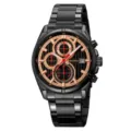 SKMEI orologio uomo quarzo cinturino acciaio nero business lusso multifunzione orologio - Cassa Nera Quadrante Nero