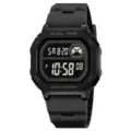 Orologio quadrato digitale impermeabile da uomo sport doppio tempo LED orologio da polso - Nero (Display Nero)