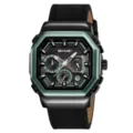 SKMEI Orologio Quarzo Uomo Multifunzione Tre Occhi Sei Lancette Business Casual Orologio - nastro decorativo in pelle / Verde Scuro