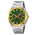 Orologio al quarzo uomo SKMEI cinturino acciaio inossidabile argento quadrante verde elegante - Argento Oro Bicolore Quadrante Verde