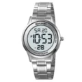 SKMEI Orologio Digitale Uomo Acciaio Inossidabile Impermeabile Cronografo Business - Argento Display Bianco