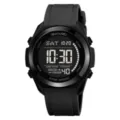 Orologio sportivo digitale impermeabile SKMEI per uomo e donna, cinturino in gomma nera. - Nero Quadrante Nero