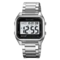SKMEI Orologio Digitale Quadrato Uomo Acciaio Inossidabile Impermeabile Luminoso Sport - Argento Display Bianco